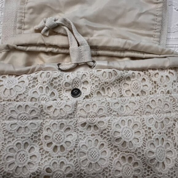 Art Class Ivory Crochet Backpack Lace Eyelet Over Canvas School Work Everyday - Picture 6 of 12
